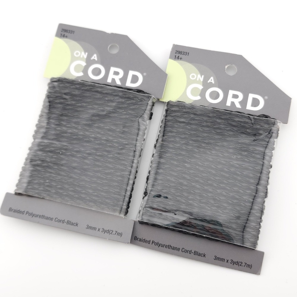 3MM Braided Polyurethane Cord Black 6‎ Yards